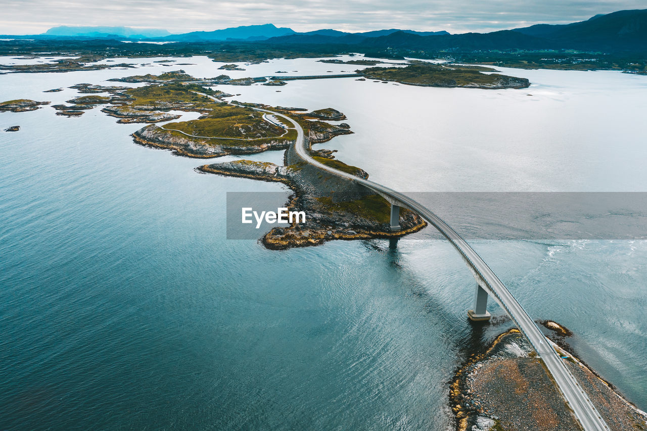 Aerial view of bridge over sea