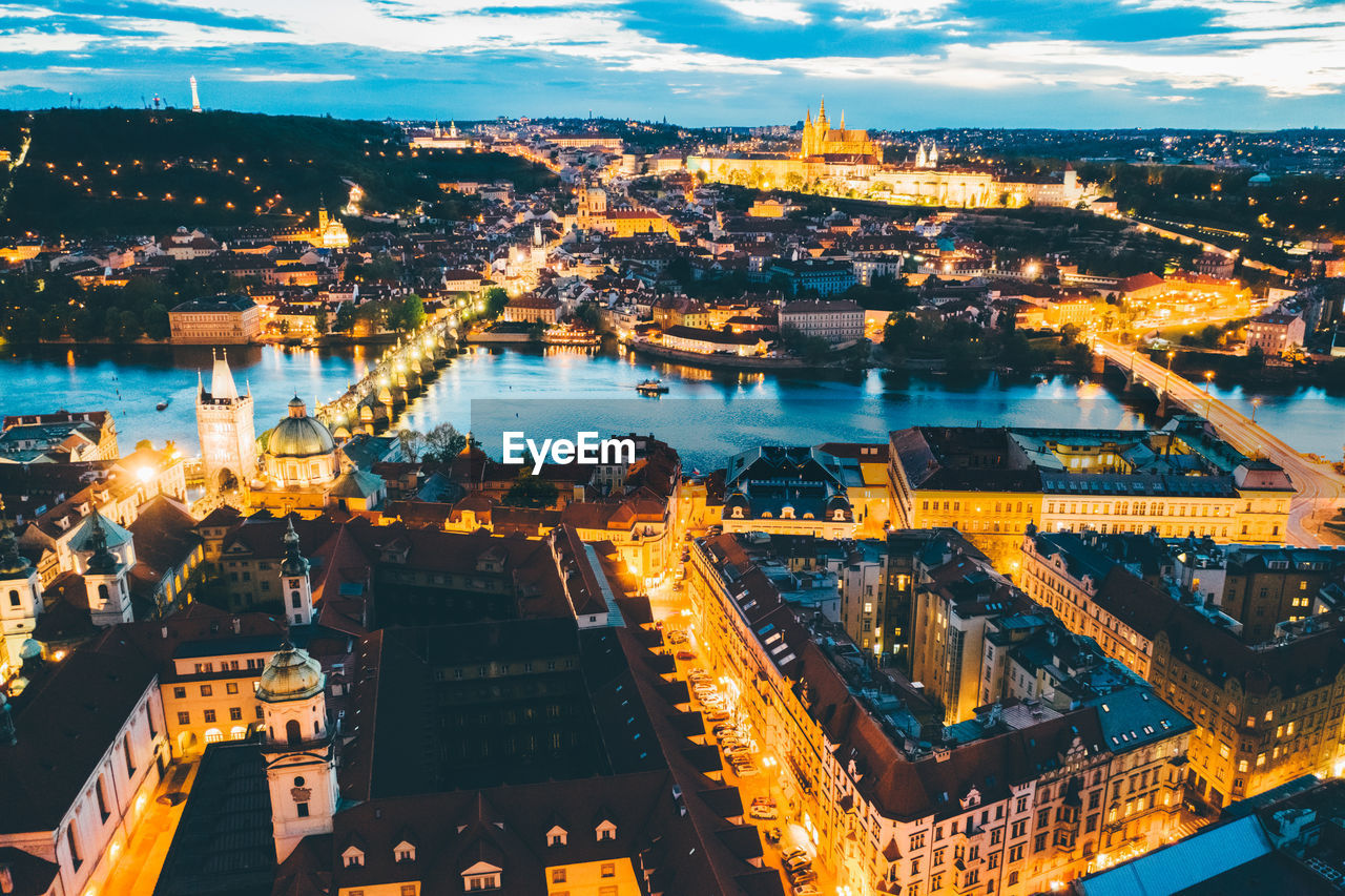 Czech republic. charles bridge, klementinum, old town tower.