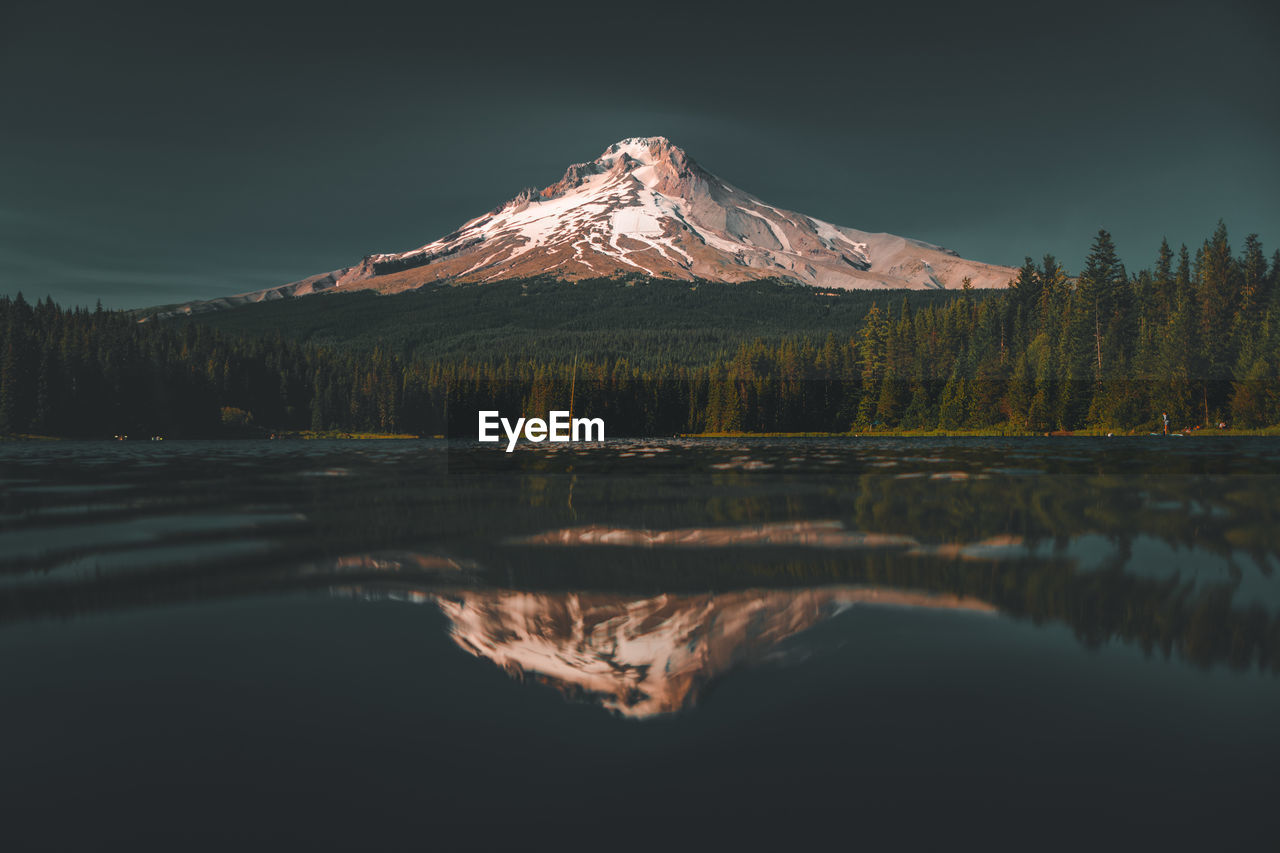 Mount hood reflected in trillium lake