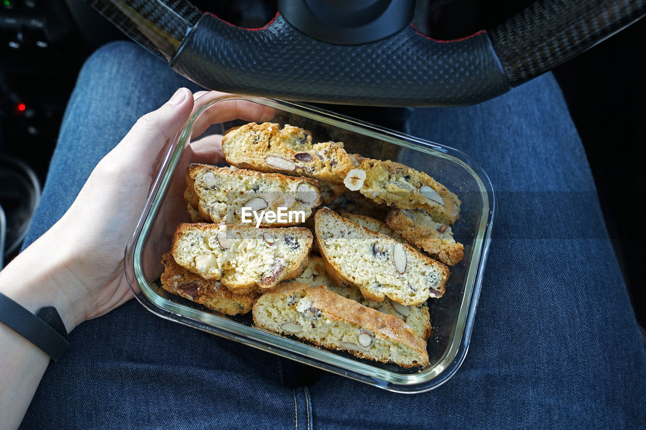 Close up almond biscotti dessert