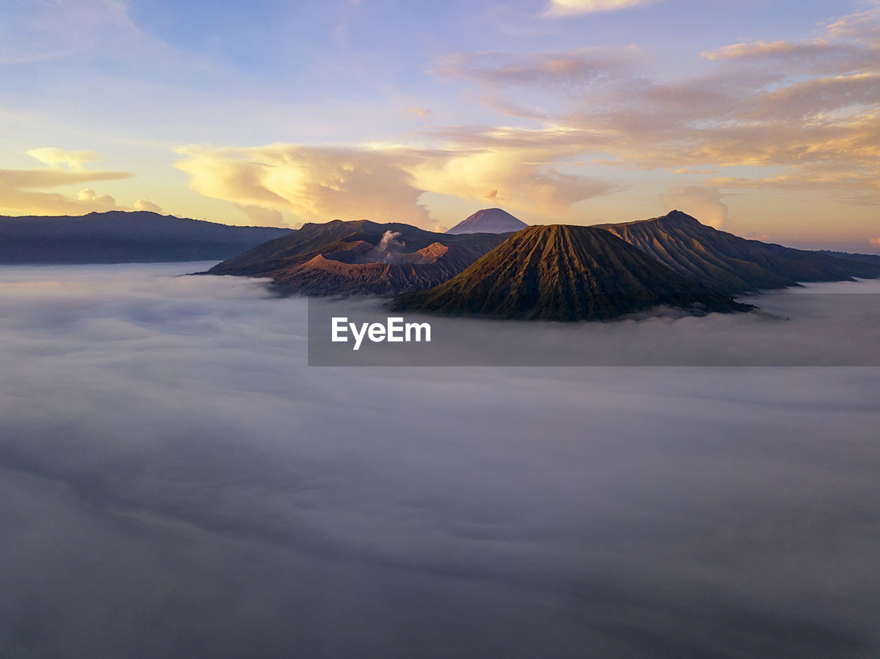 Scenic view of volcanic mountain against sky during sunrise at bromo tengger semeru national park