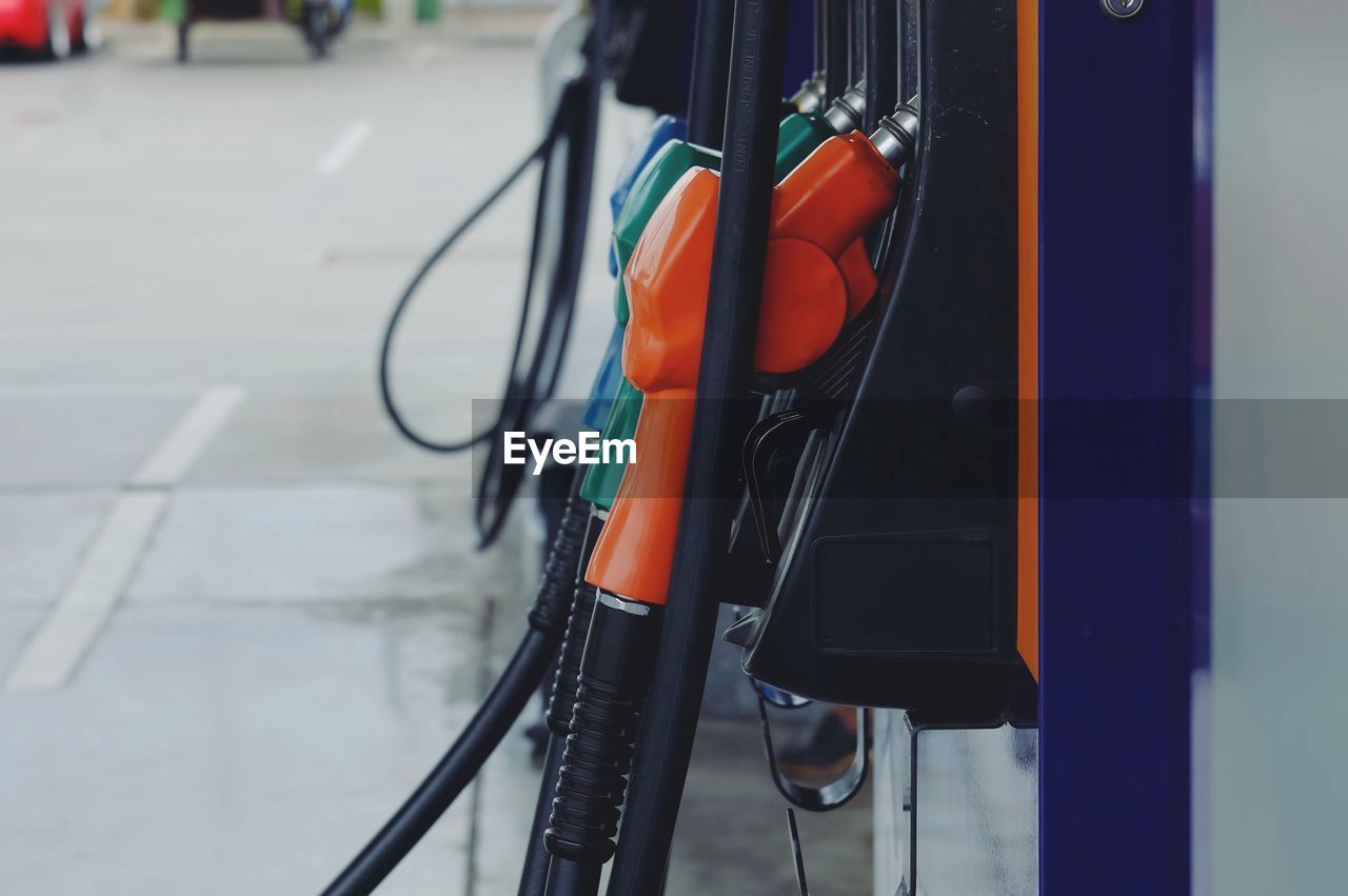 Close-up of gasoline at gas station