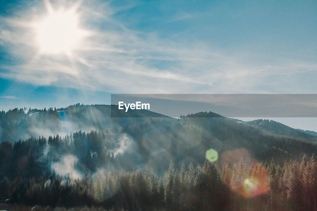 Sloppy mountains on sunny day landscape photo