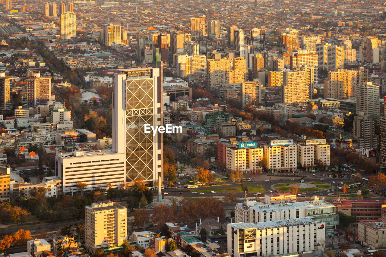 Santiago de chile, region metropolitana, chile - panoramic view of downtown santiago.