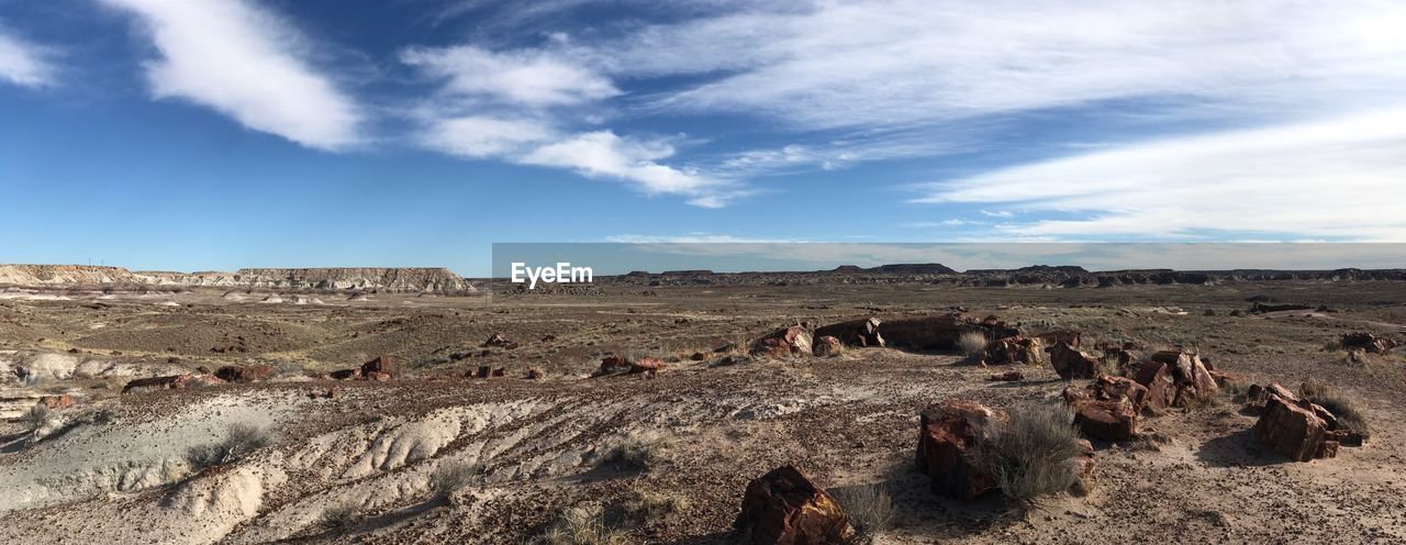 PANORAMIC VIEW OF ROCKS ON LAND AGAINST SKY