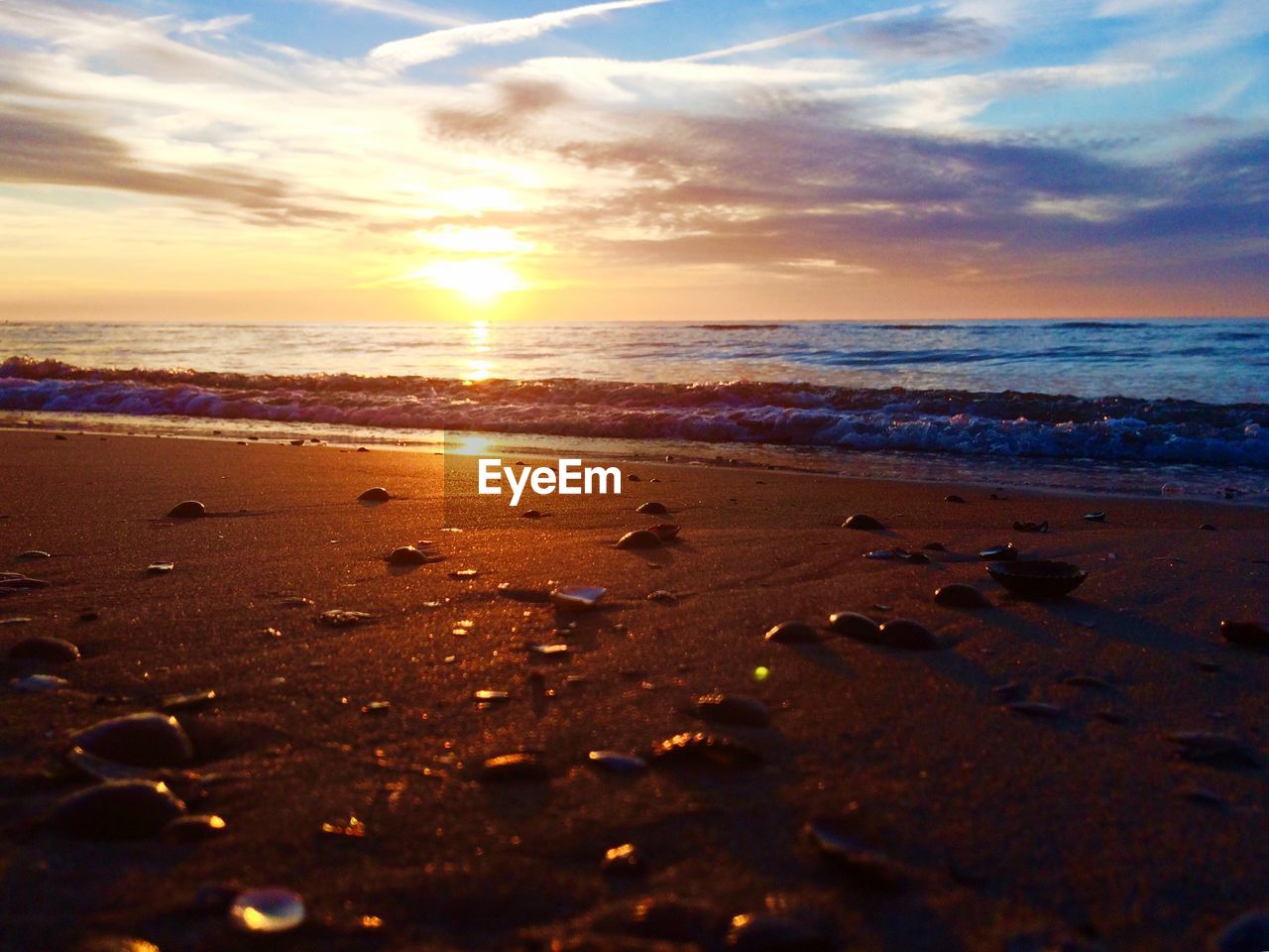 Scenic view of sunset over sea