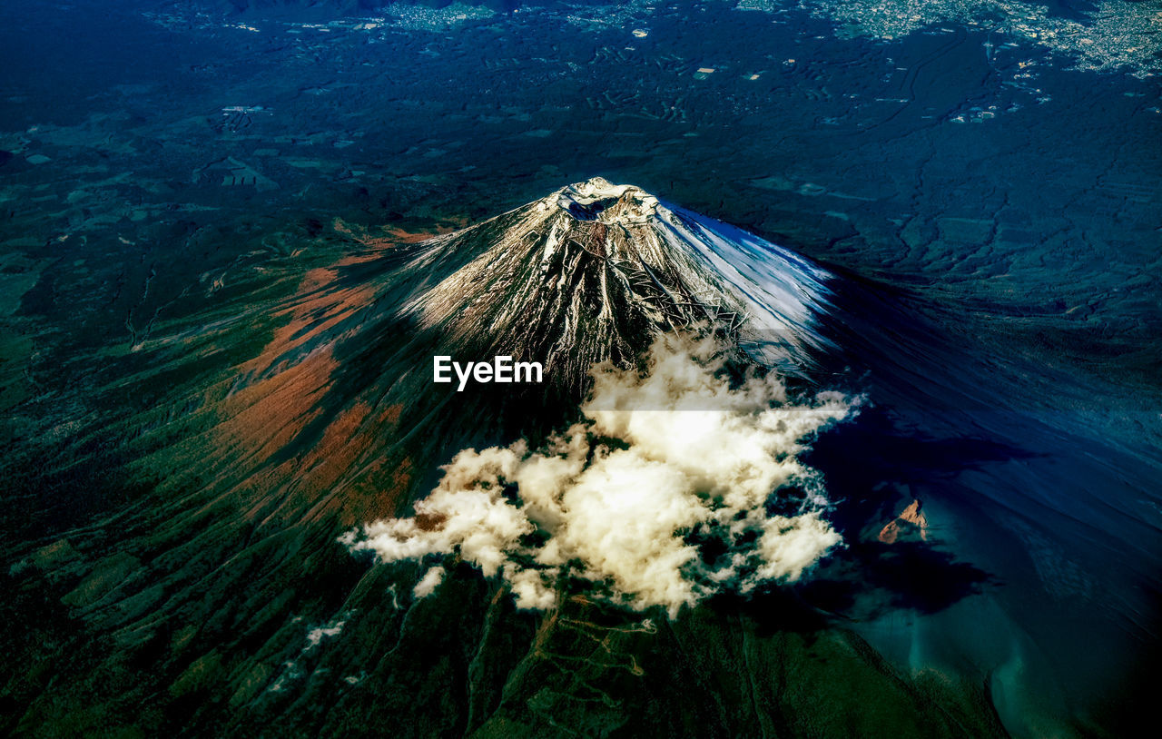High angle view of mountain fuji 