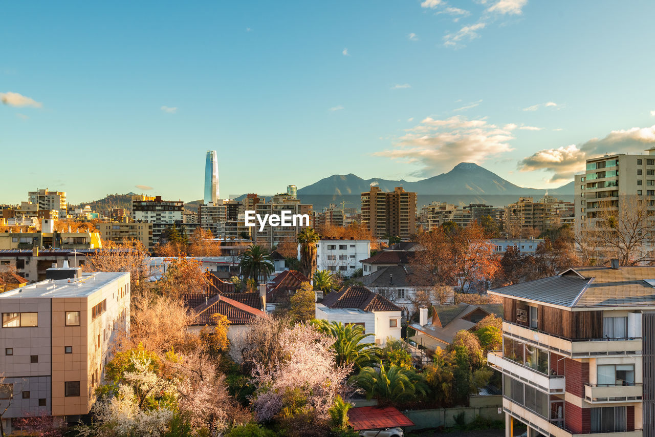 View of houses and apartment buildings at a neighborhood in providencia district in santiago, chile