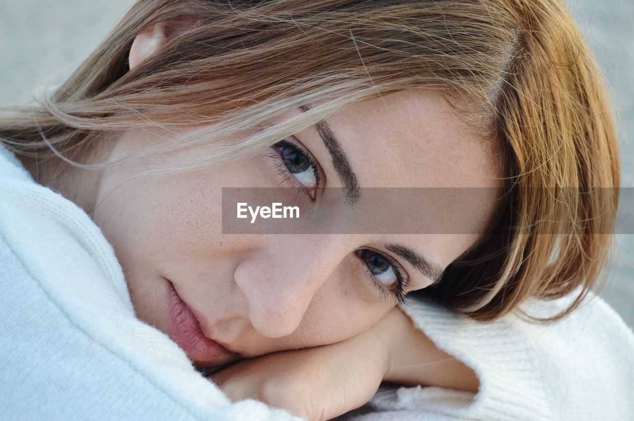 Close-up portrait of a beautiful young woman