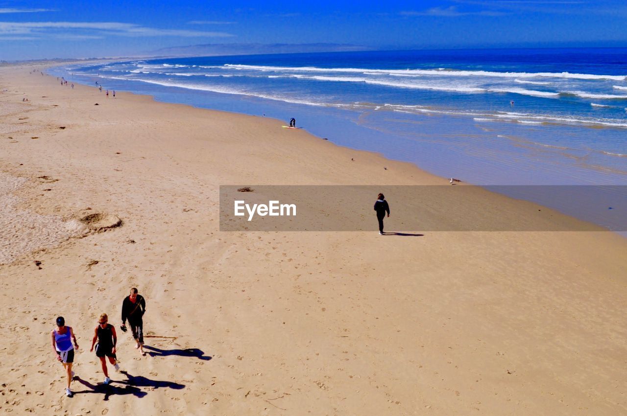 HIGH ANGLE VIEW OF PEOPLE AT BEACH