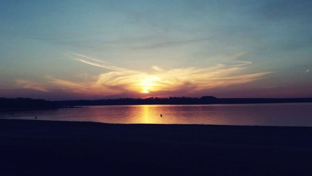 SCENIC VIEW OF SEA AT SUNSET