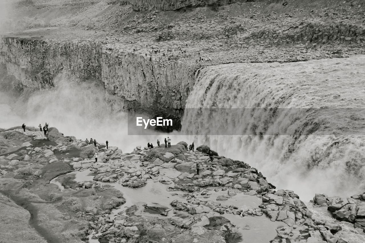 High angle view of waterfall