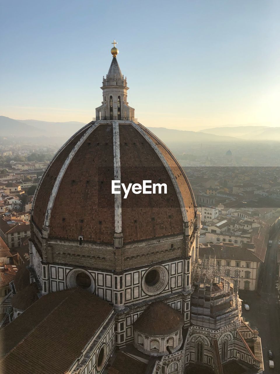 High angle view of florence cathedral in city