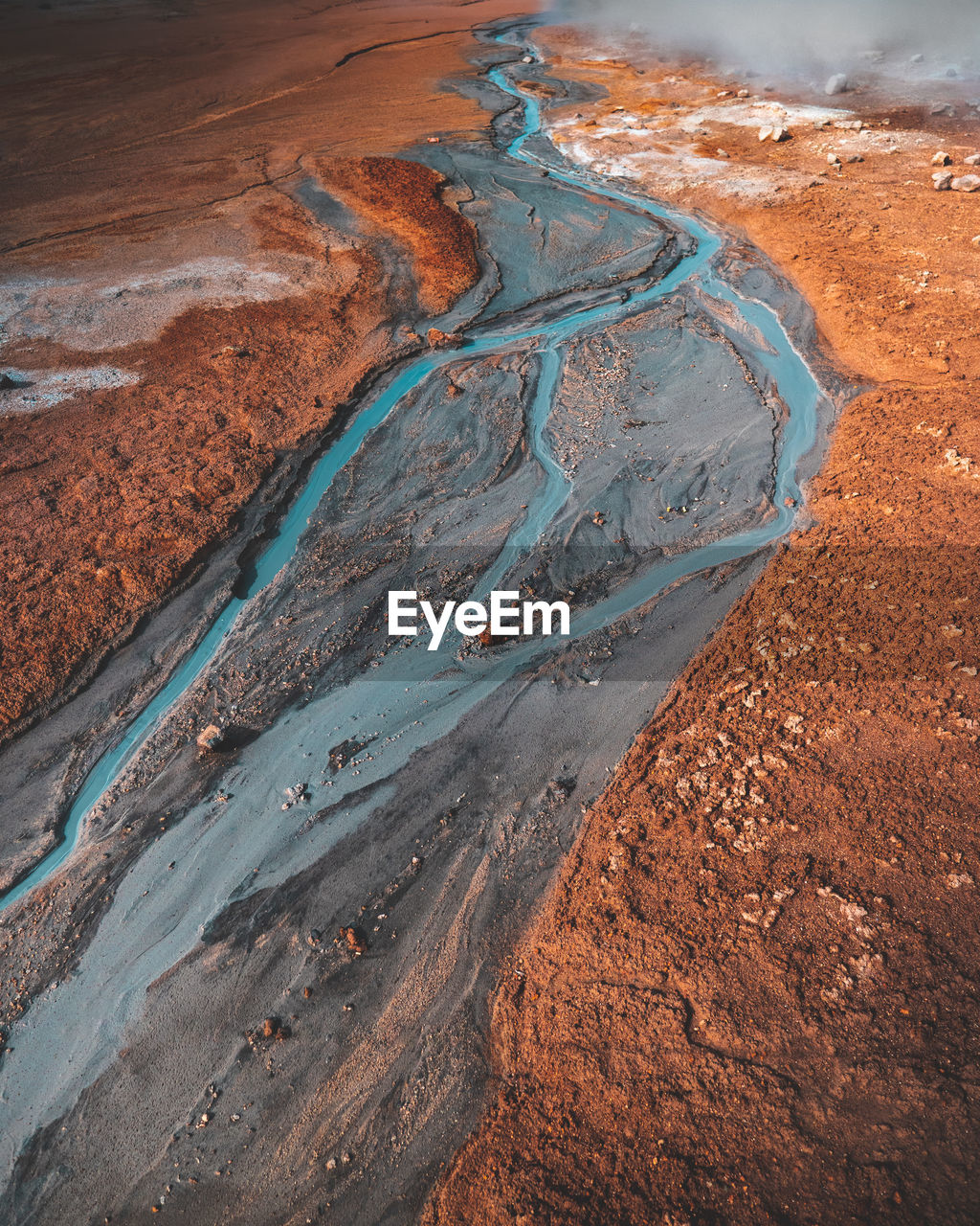 High angle view of water on land