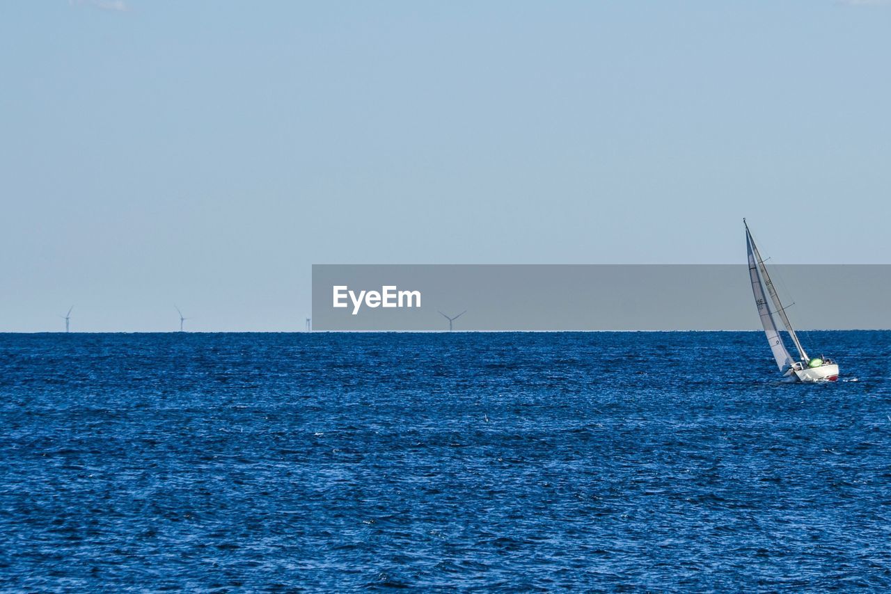 Scenic view of sea against clear sky