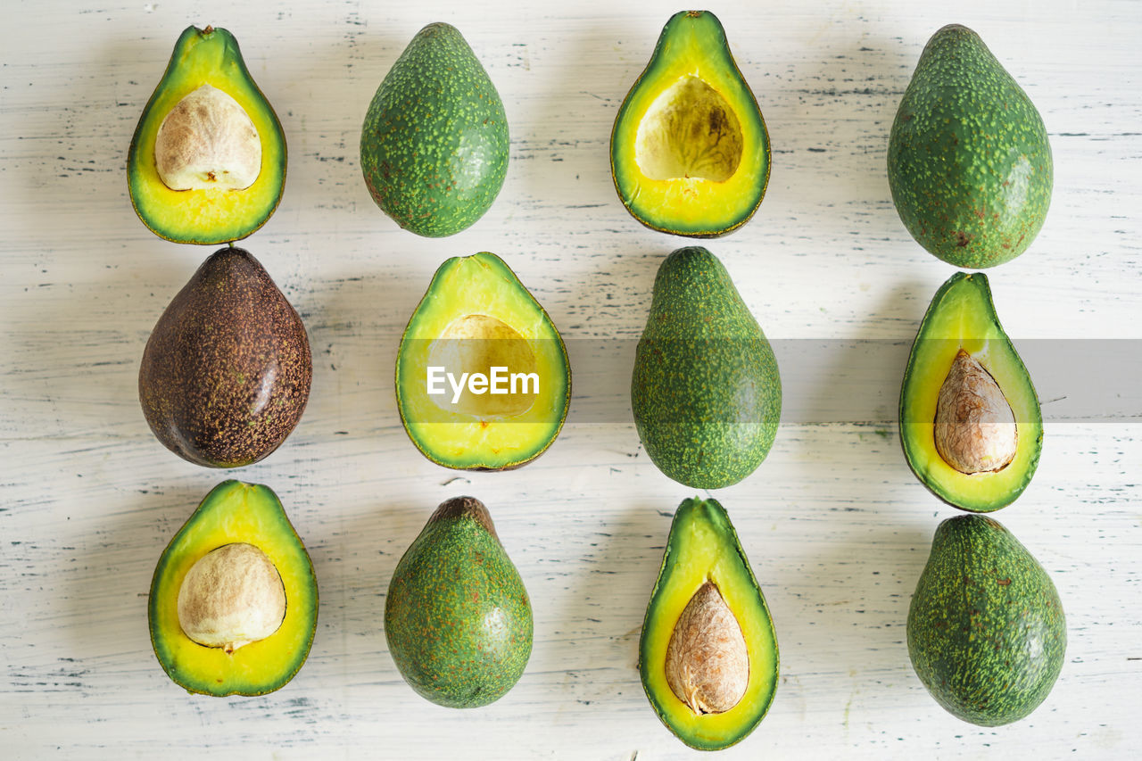 High angle view of avocado on table