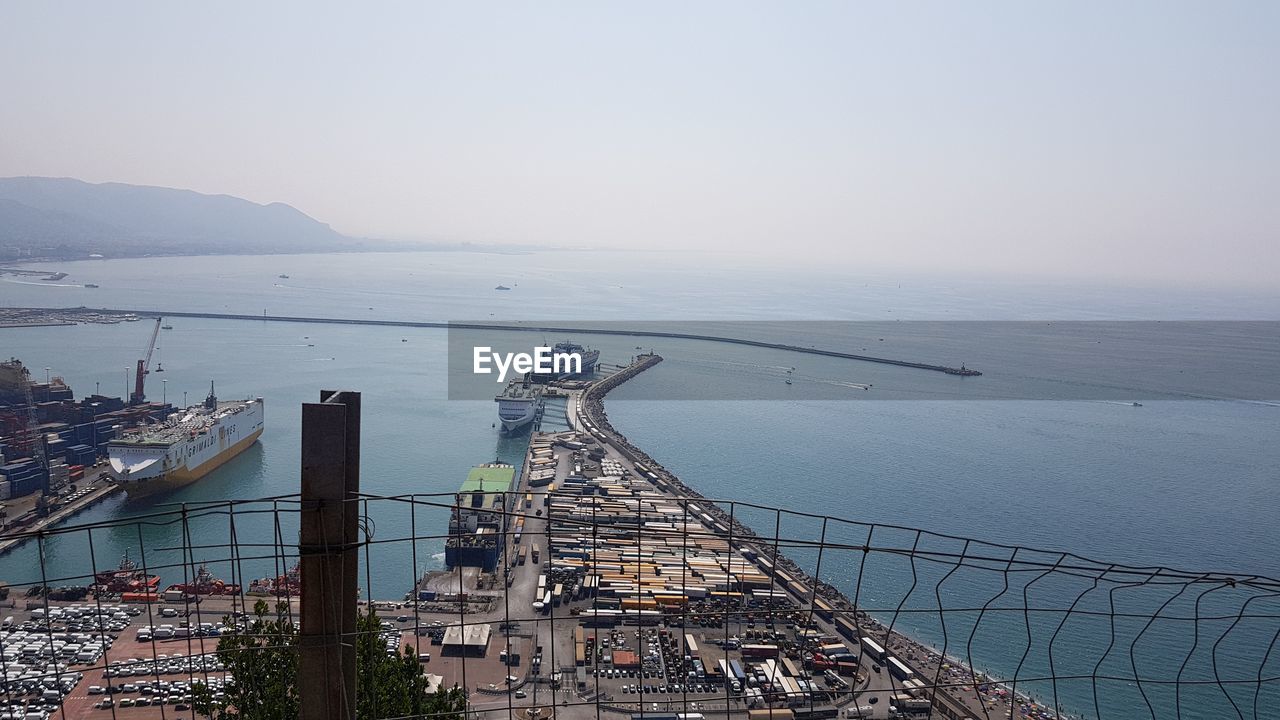 High angle view of city at waterfront