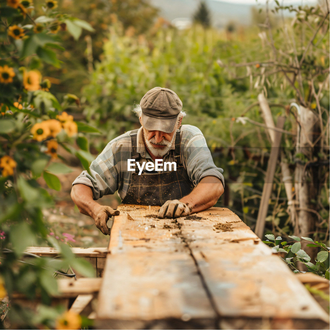 portrait of man working at farm