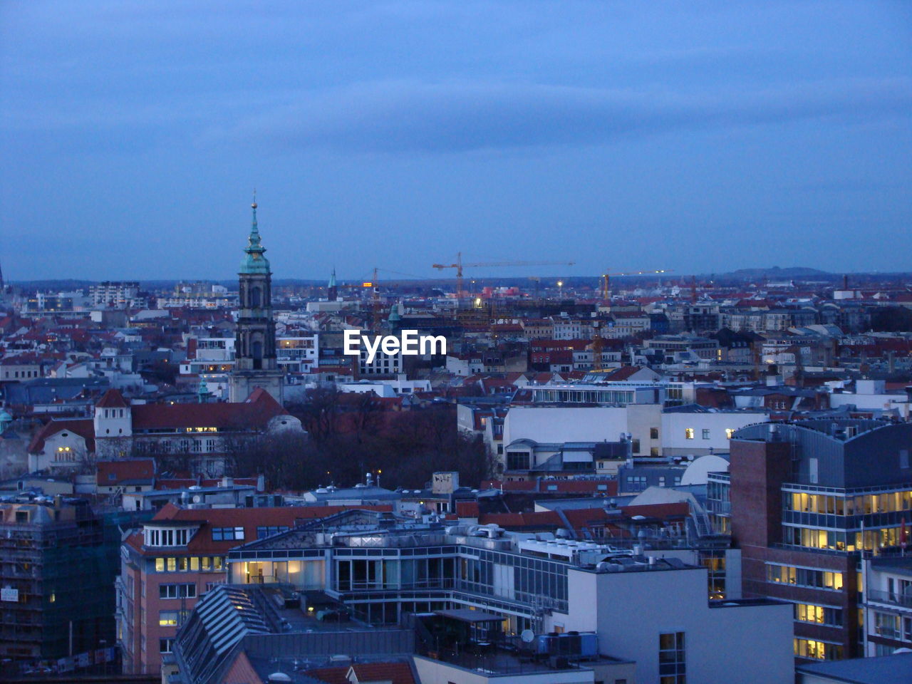 High angle view of townscape against sky