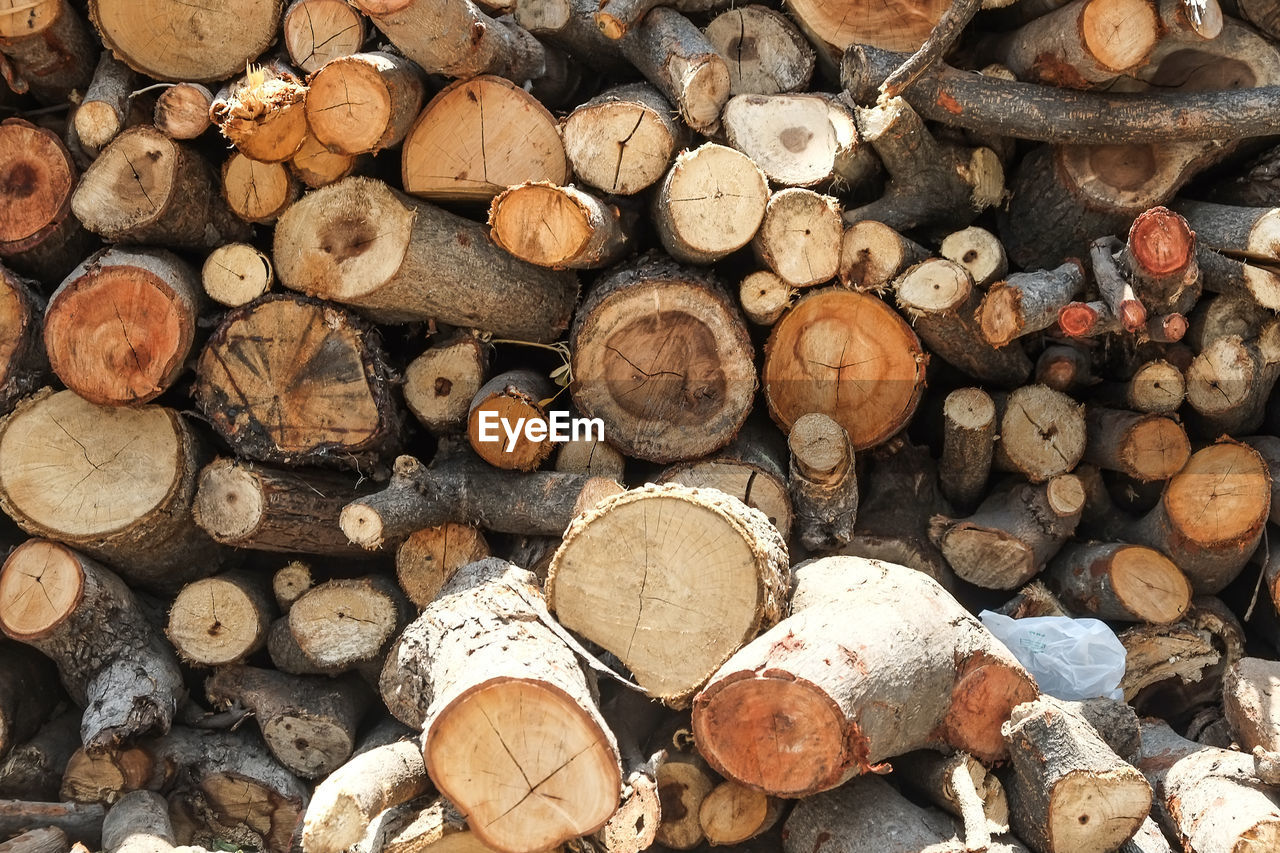 Full frame shot of wood logs