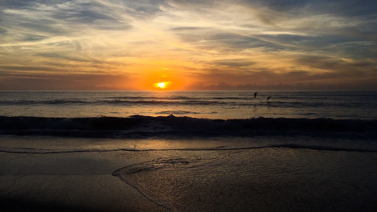 VIEW OF BEACH DURING SUNSET