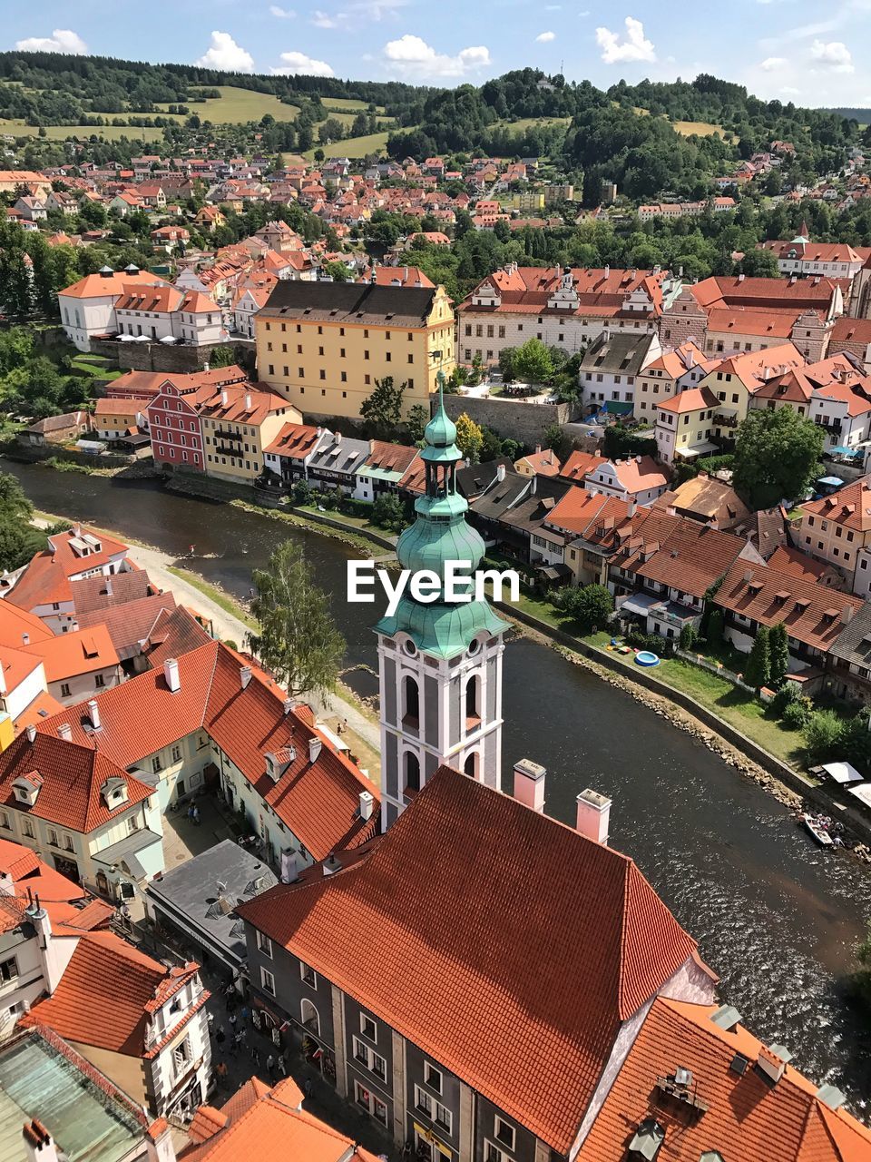 High angle view of townscape against sky