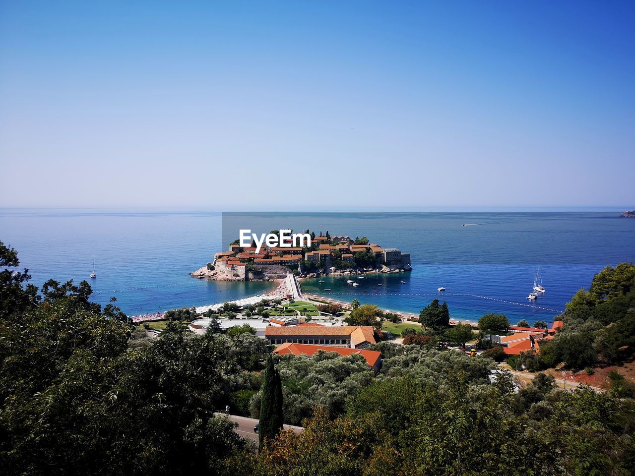 View of sveti stefan from the road