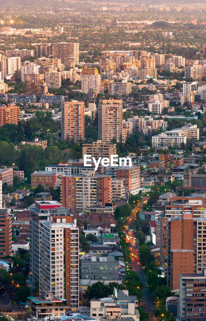 Elevated view of apartment buildings at providencia district in santiago de chile.