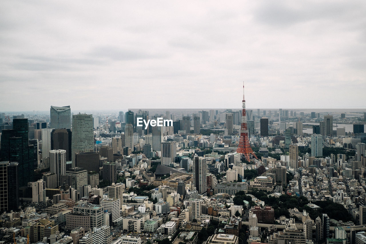 Aerial view of tokyo tower in city