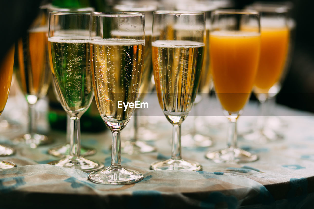 Close-up of wine in glasses