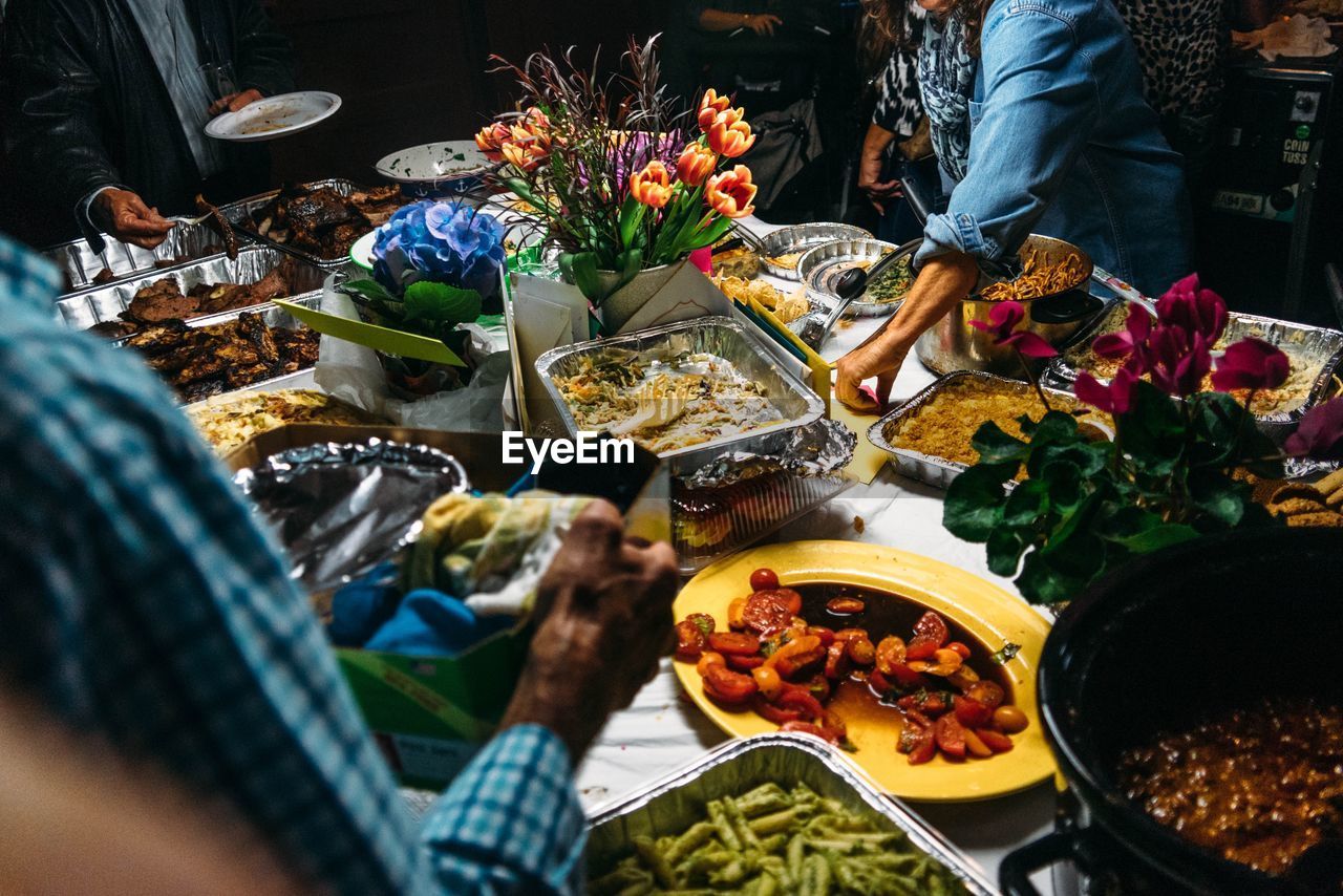 People having food at table