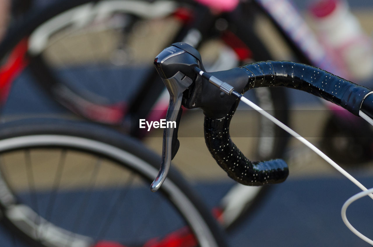 Close-up of bicycle handlebar