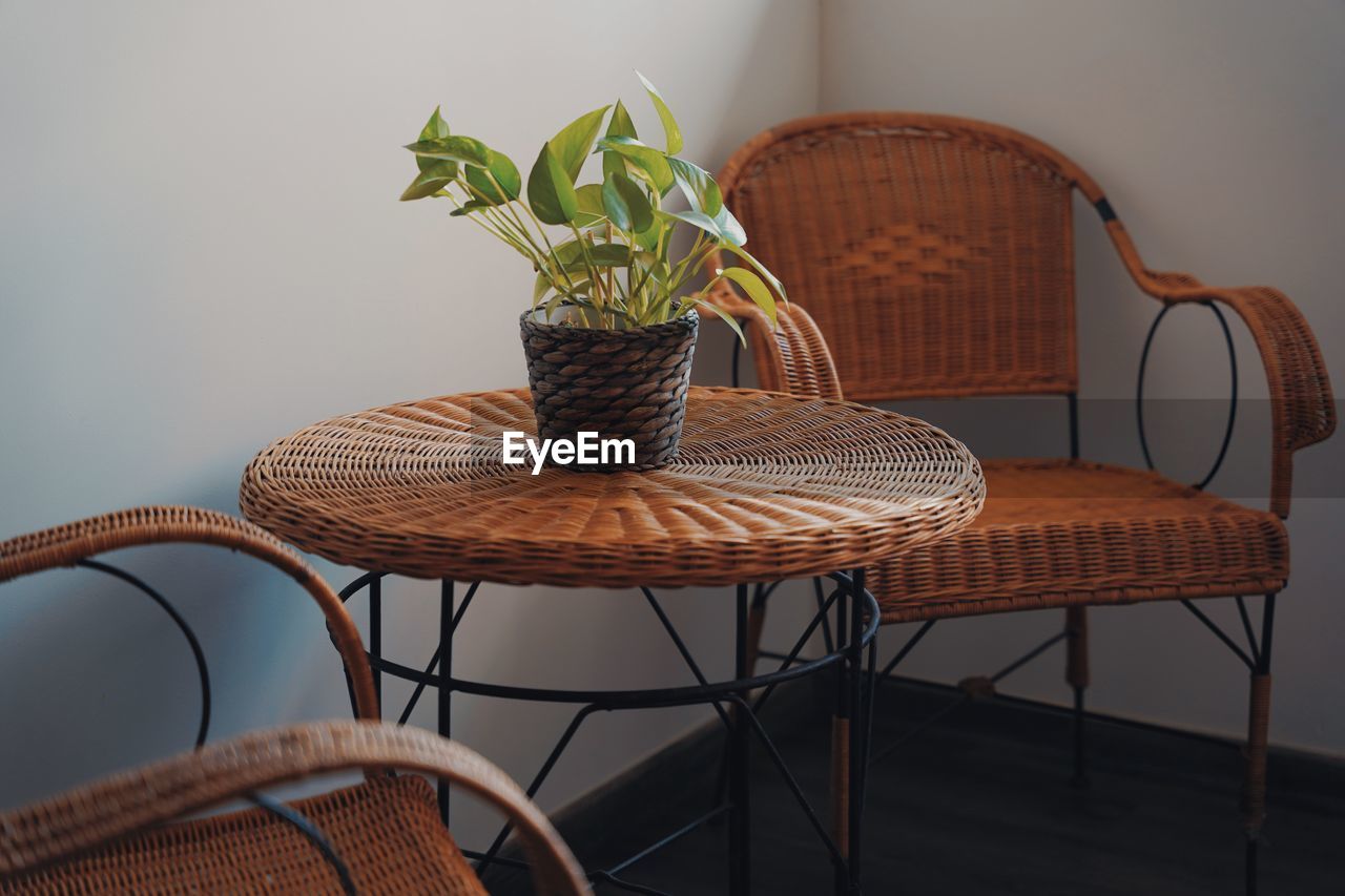 Empty chairs and table at home