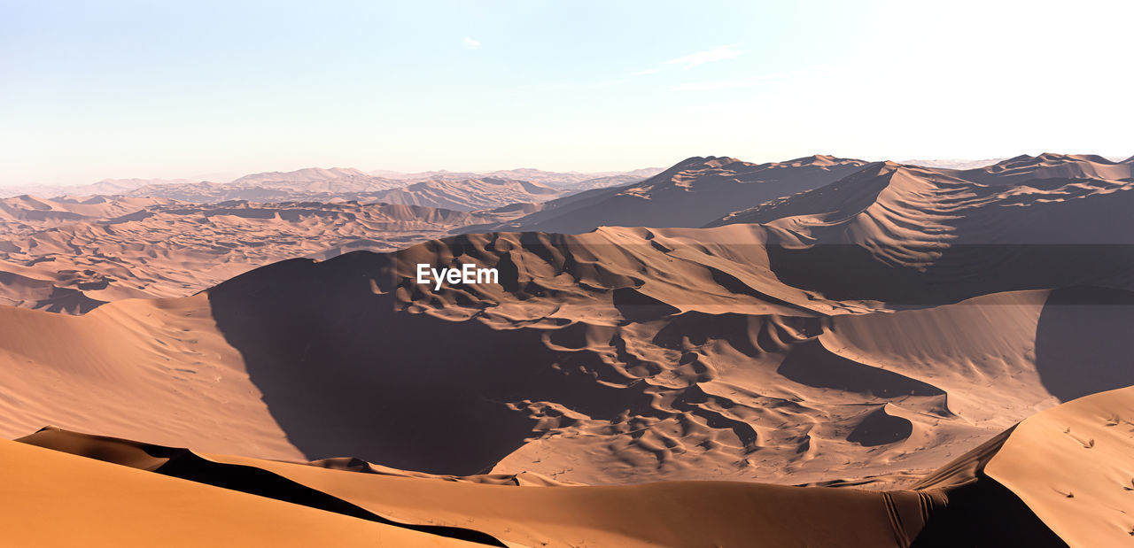 Panorama view from nature and landscapes of dasht e lut or sahara desert. middle east desert