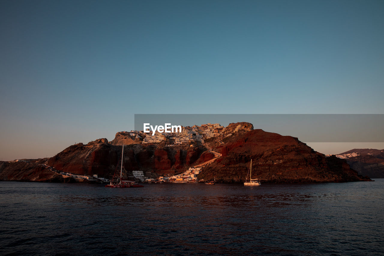 Scenic view of sea against clear sky