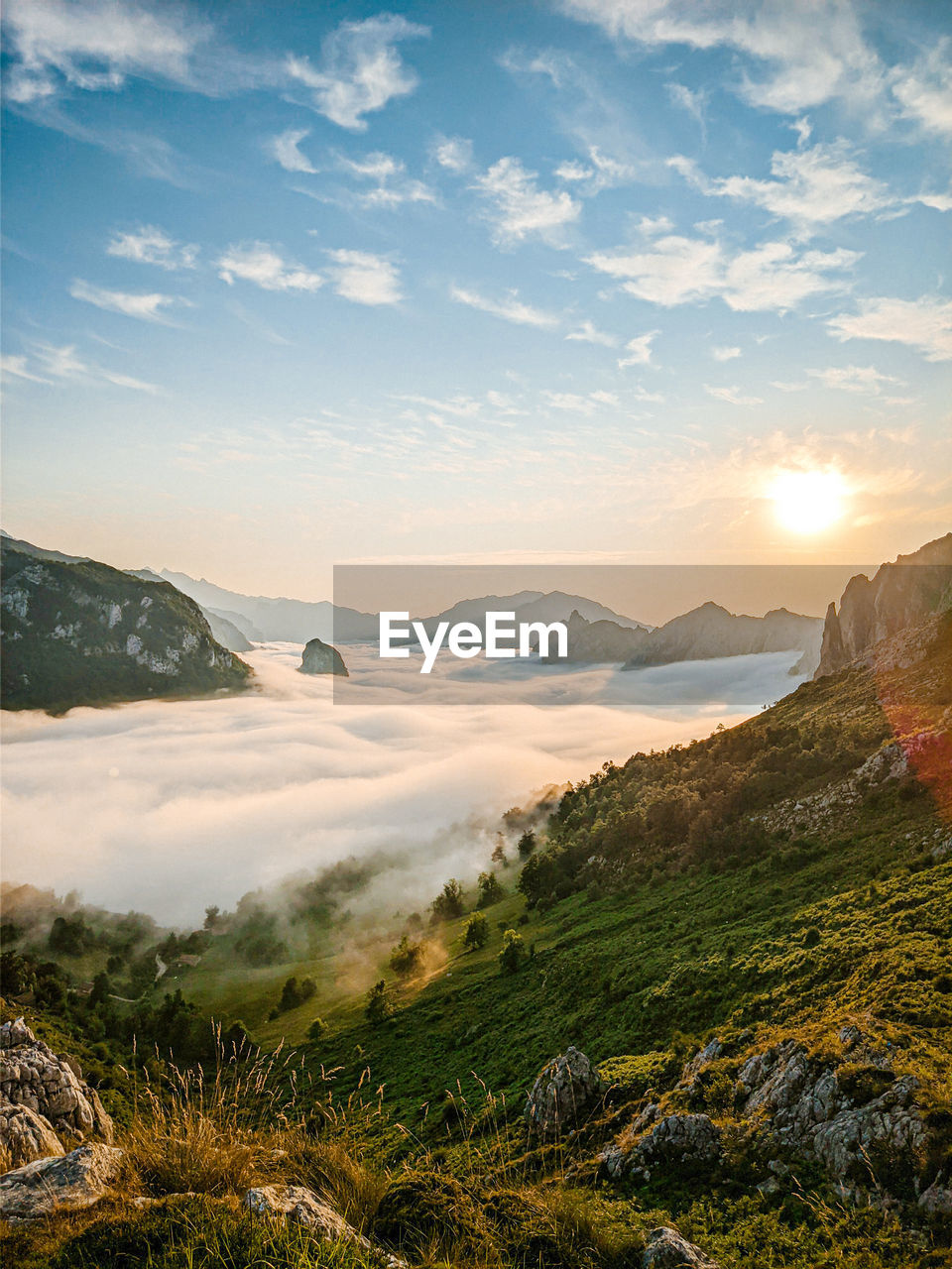 Scenic view of landscape against sky during sunset