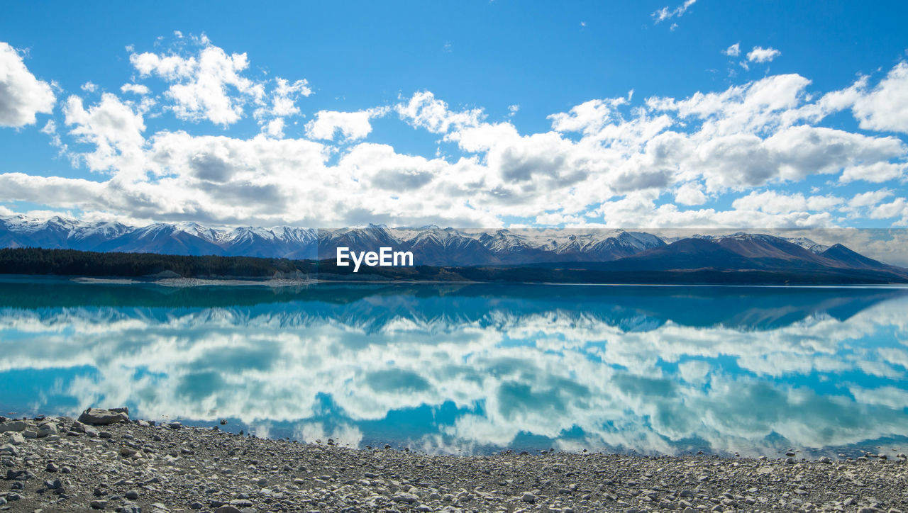 Scenic view of lake against sky