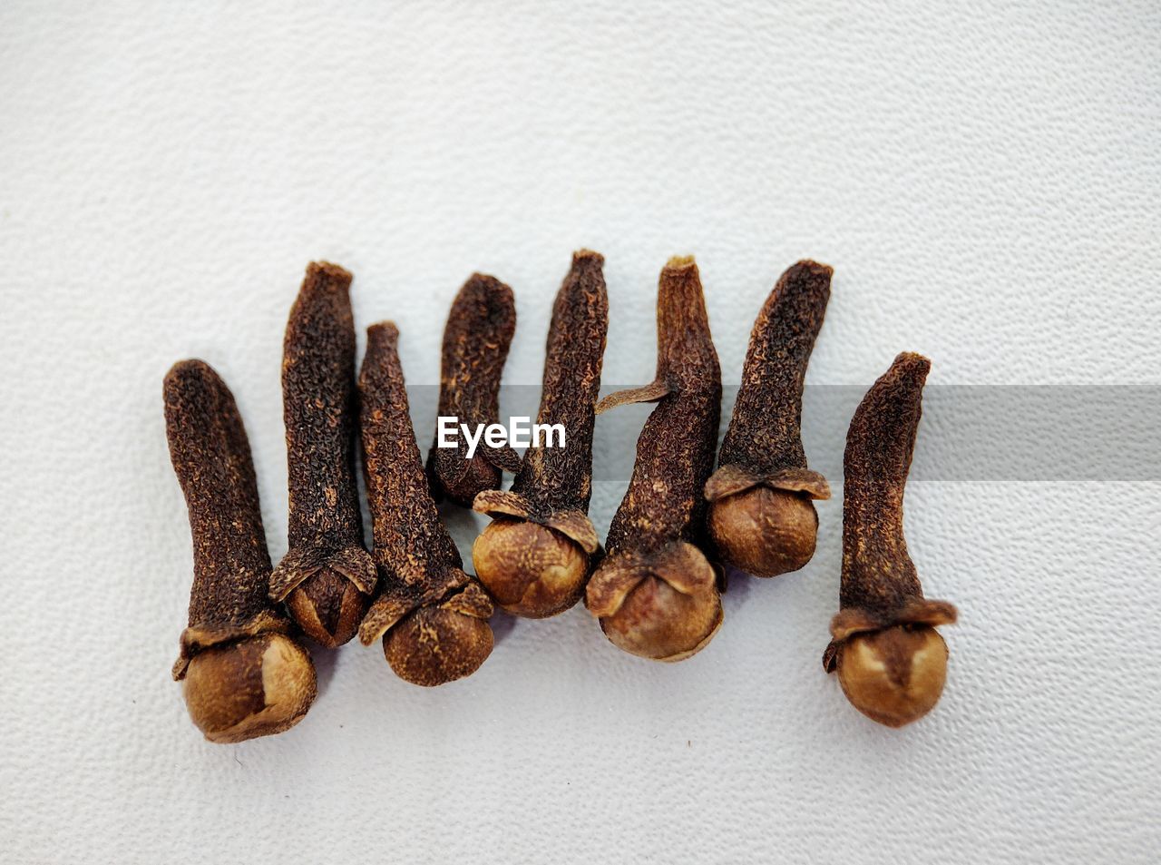 DIRECTLY ABOVE VIEW OF COFFEE BEANS AGAINST WHITE BACKGROUND