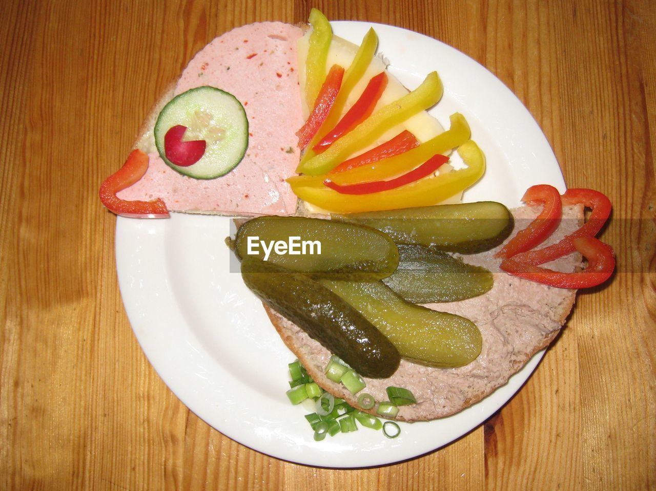 Close-up of bird representation on sandwich