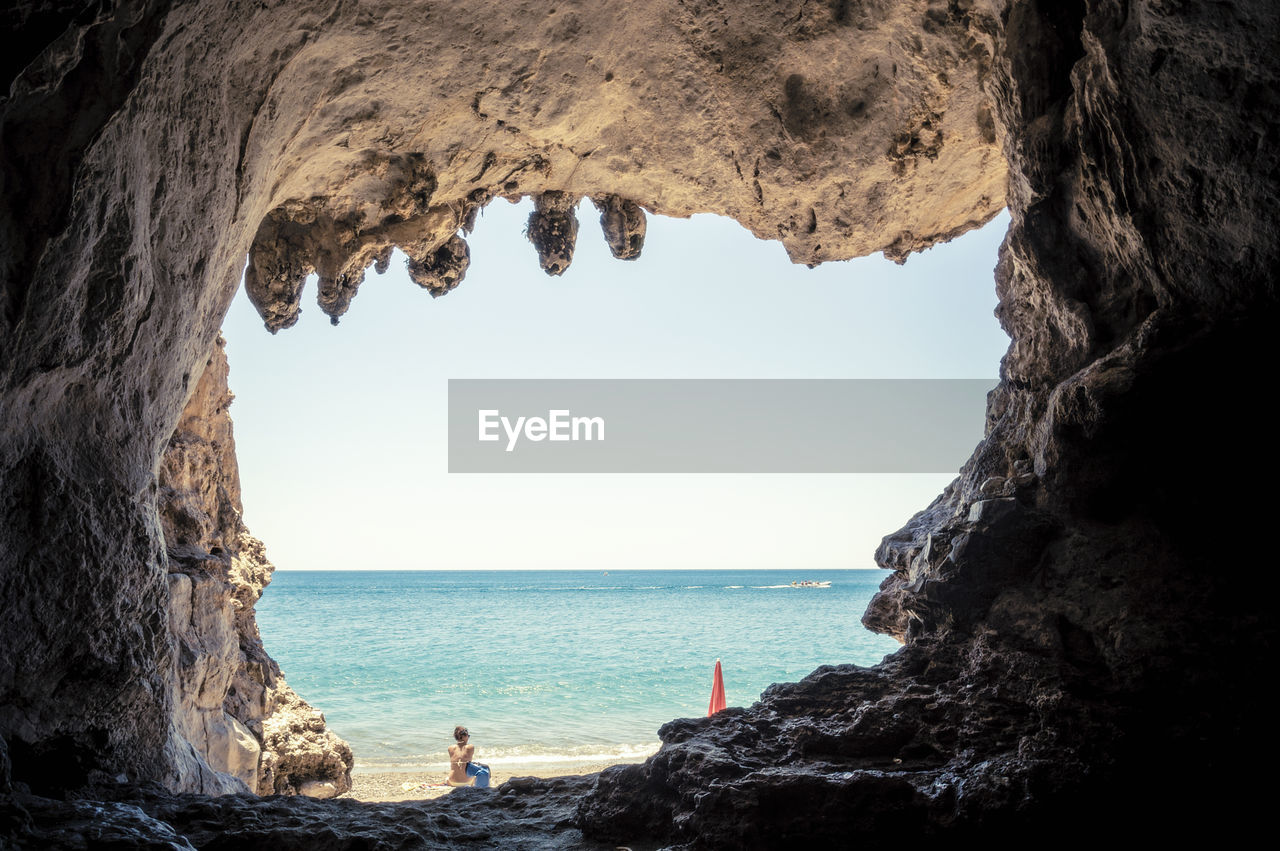 Scenic view of sea against clear sky