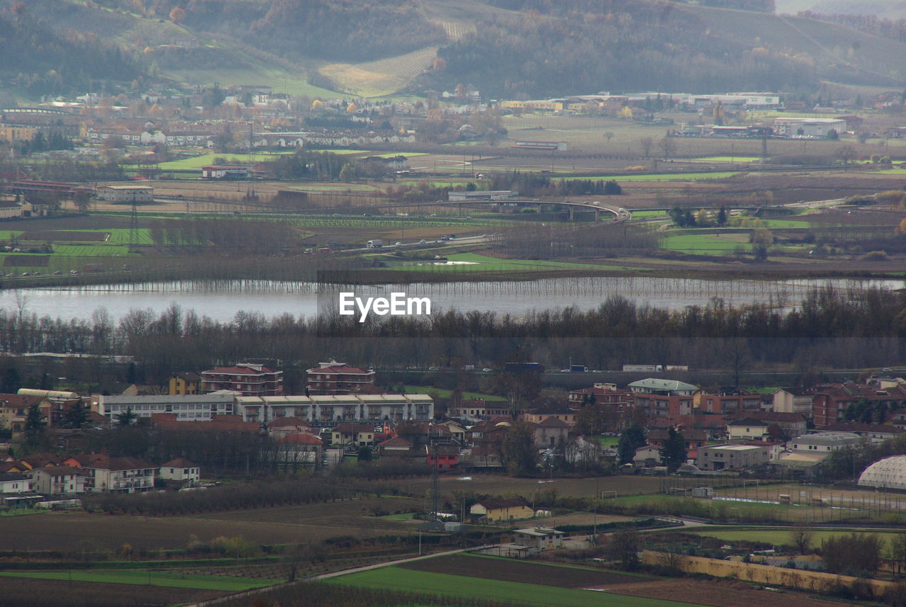 High angle view of agricultural field