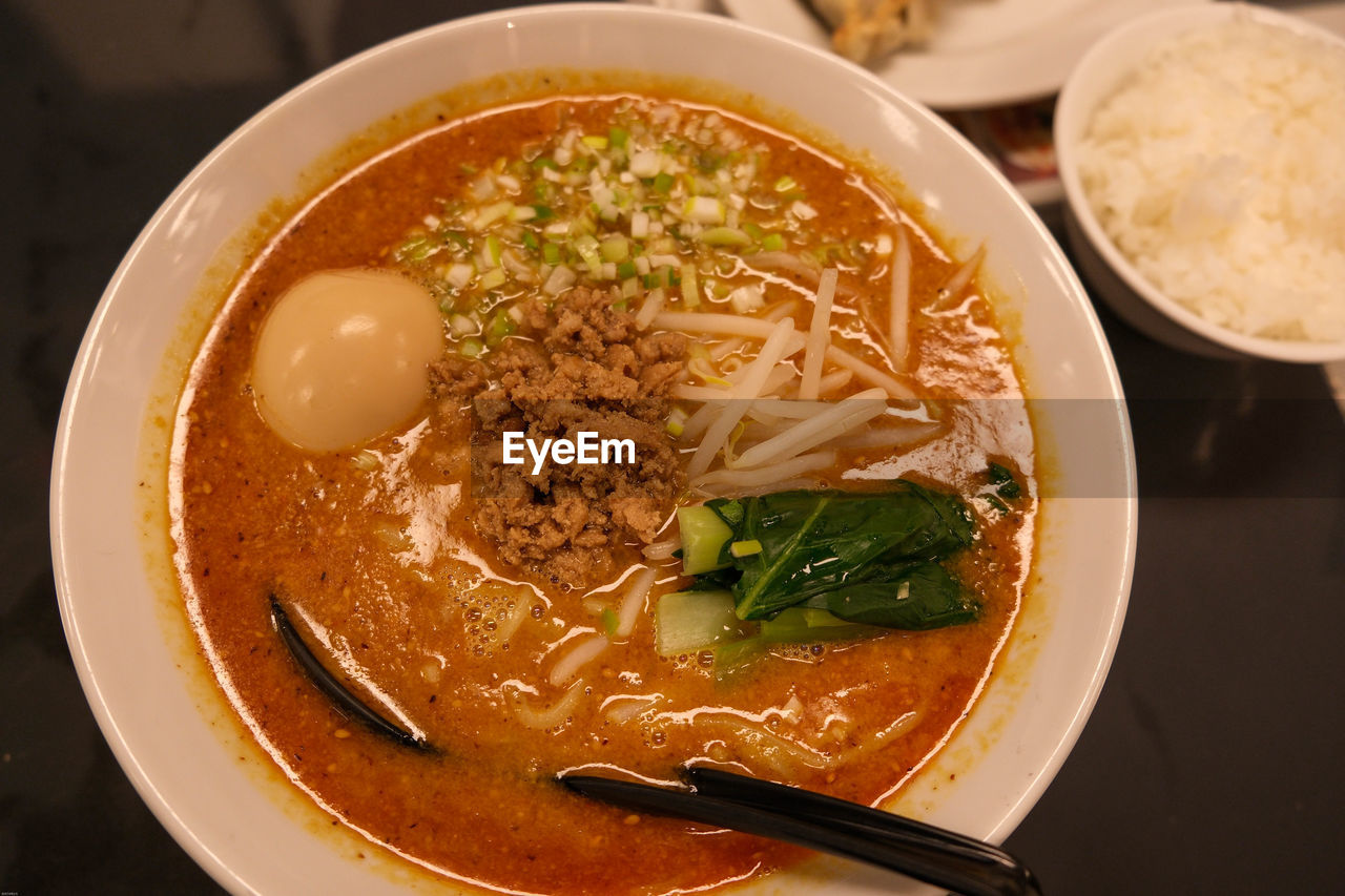 Close-up of noodles in bowl