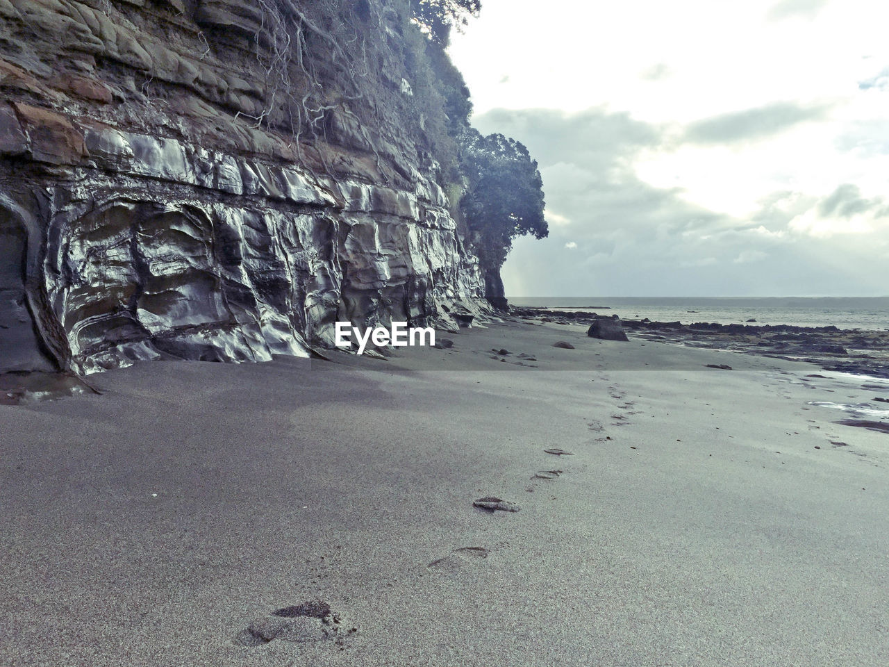 Scenic view of beach against sky