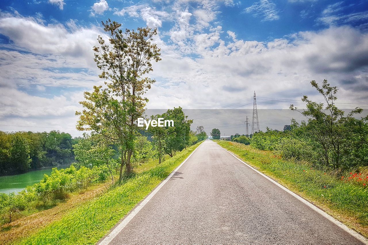 ROAD AMIDST PLANTS AGAINST SKY