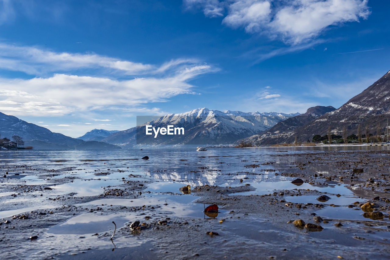 Winter landscape on lake como