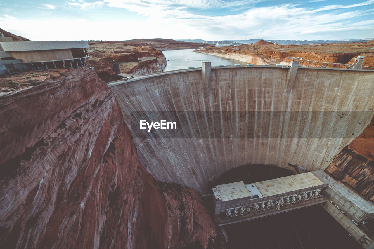 High angle view of dam