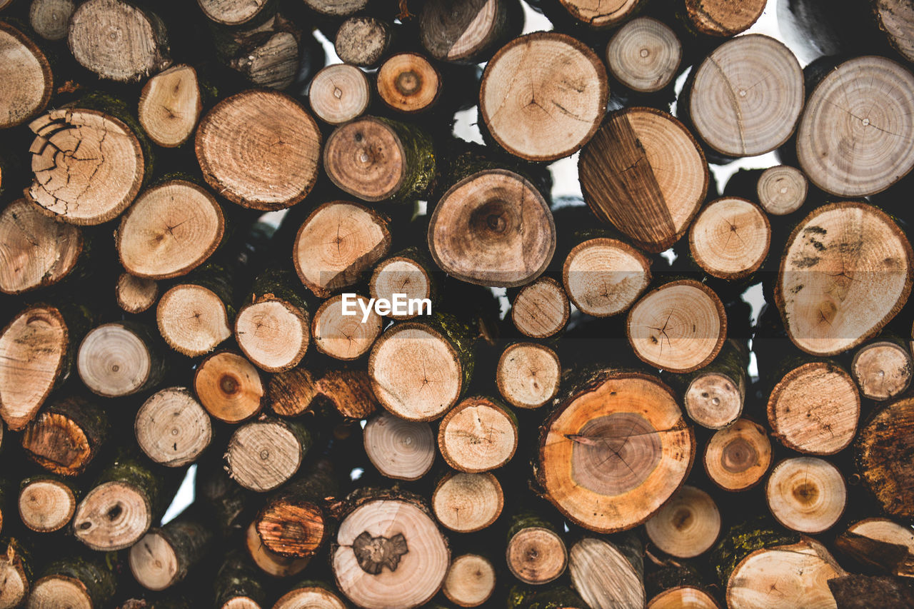 FULL FRAME SHOT OF CHOPPED STACK OF FIREWOOD