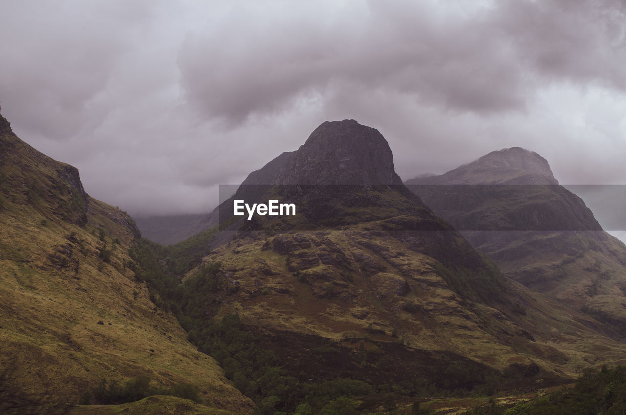 Low angle view of mountains against sky