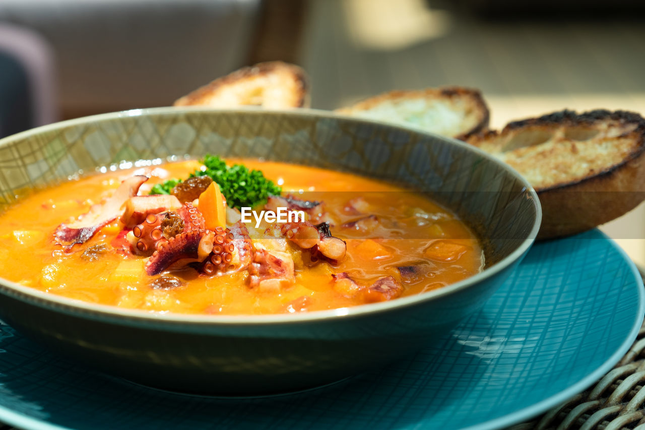 Close-up of soup in bowl
