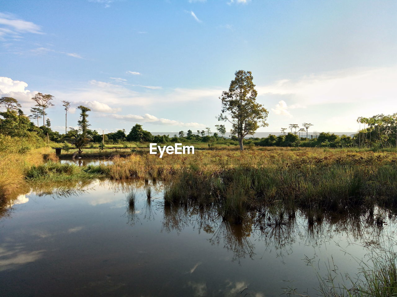 Scenic view of lake against sky